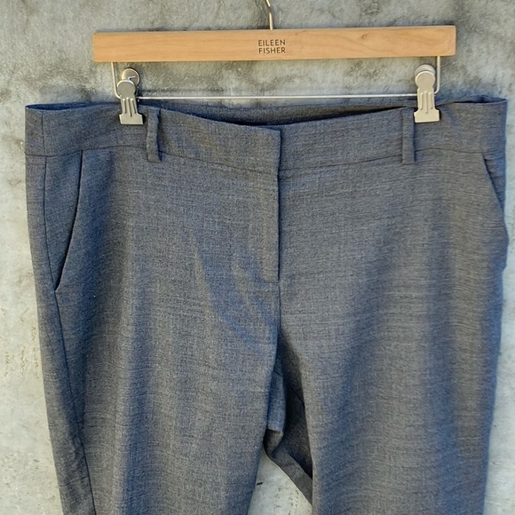 Classic Eileen Fisher Grey Wool Flannel Cuffed Pants Size 14 - Picture 2 of 10